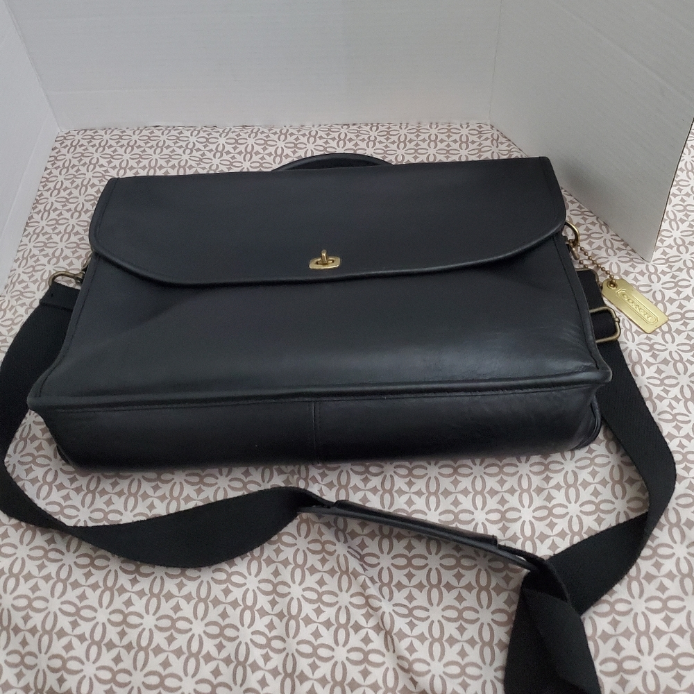 Vintage Coach  Black Leather Briefcase.